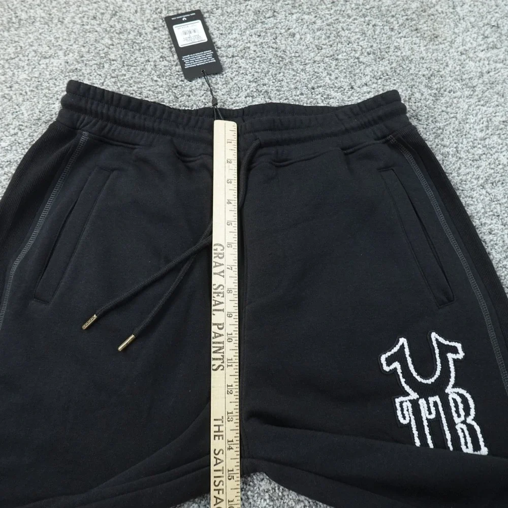 NEW True Religion Sweatpants Mens S Black Baggy Wide Leg Drawstring Jogger Pants